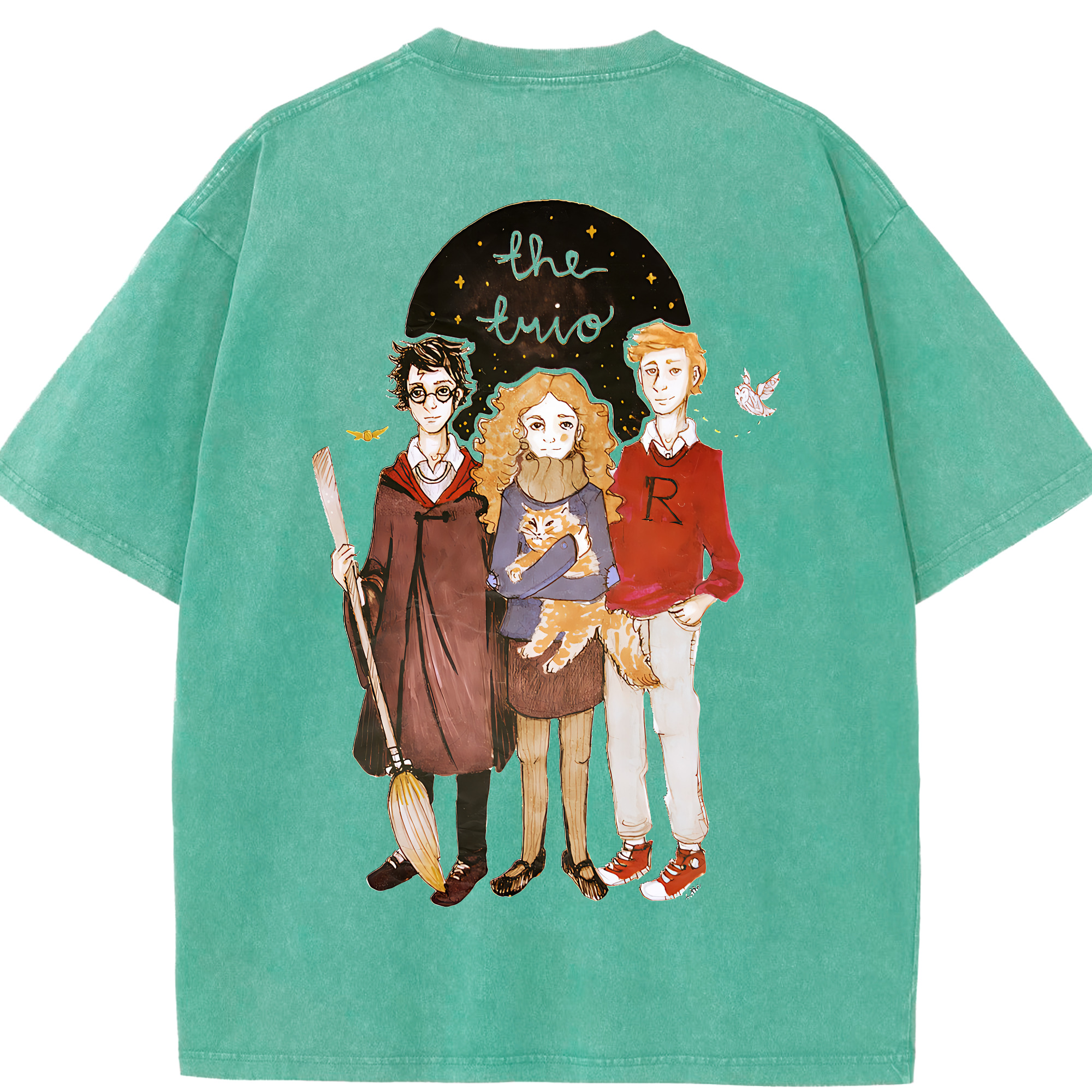 （画像用） Harry Potter ハリー・ポッターシリーズ 綿100% ヴィンテージ風 半袖Tシャツ（背面プリント）